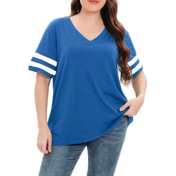 Womens Plus Size Tops Short Sleeve Casual Loose Tunic V Neck NWT - Picture 2 of 5